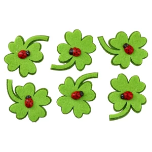 Crafty shapes, craft decoration, clover with ladybug, 6pcs