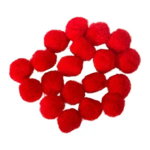 Crafty pom, craft pom pom, red, 20mm, 20pcs