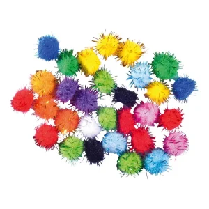 Crafty pom, craft pom pom, glitter, mix, 15mm, 30pcs