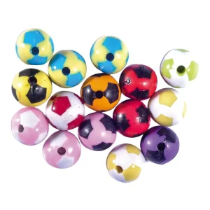 Crafty pearly, craft beads, football, mix, 15pcs