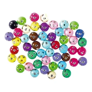Crafty pearly, craft beads, polka, mix, 10mm, 50pcs