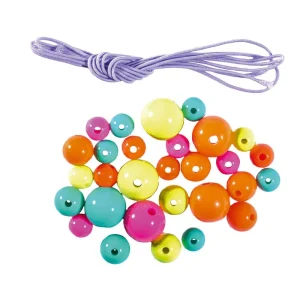 Crafty pearly, craft beads, set with ribbon, neon, mix, 72pcs