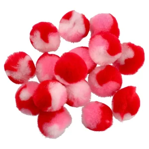 Crafty pom, craft pom pom, red and white, 25mm, 24pcs