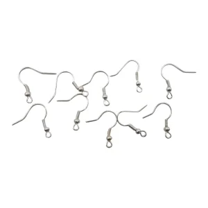 Crafty iron, craft hook for earrings, silver, 10pcs
