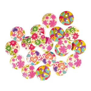 Crafty deco, craft buttons, flowers, 15mm, 20pcs