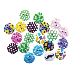Crafty woody, craft buttons, print, 20mm, 20pcs