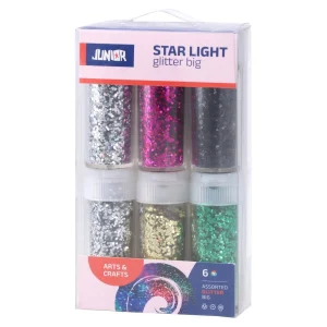 Star light 6, glitter, big, mix, 6pcs
