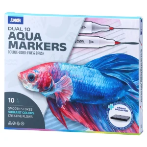 Dual 10, aqua marker, double tip, mix, 10pcs