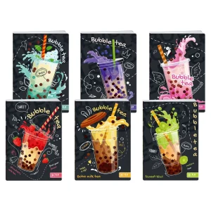 Premium 50, notebook with UV varnish, A4, double line, 50 sheets, Bubble Tea