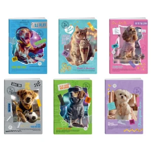 Premium 60, notebook, A5, squares, 60 sheets, Fuzzy pets