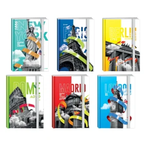 Maxima 80, notebook hard cover with elastic band, A6, square, 80 sheets, City by night