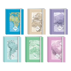 Maxima 80, notebook hard cover with elastic band, A6, line, 80 sheets,  Maps