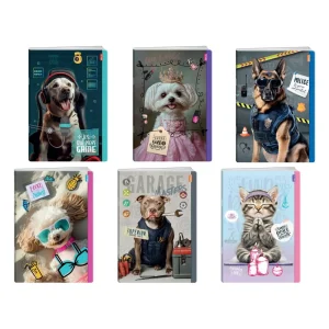Premium 60, notebook with UV varnish, A5, blank, 60 sheets, Fuzzy pets