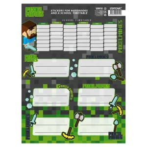Literacy 210, stickers for notebook with a school timetable, boys