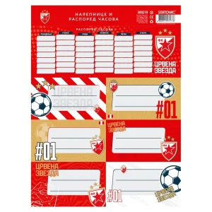 Literacy 210, stickers for notebook with a school timetable, Crvena zvezda