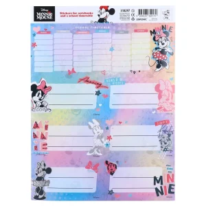Literacy 210, stickers for notebook with a school timetable, Minnie Mouse