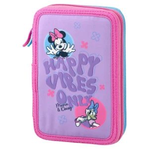 Double decker, full pencil case, 2 zippers, Minnie Mouse