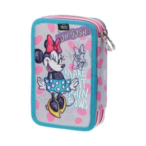 Double decker, full pencil case, 2 zipppers, Minnie Mouse, Oh Gosh