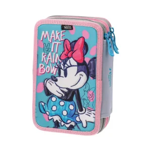 Triple decker, full pencil case, 3 zippers, Minnie Mouse, Make it rainbows