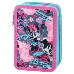 Triple decker, full pencil case, 3 zippers, Minnie Mouse, Amazing