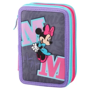 Triple decker, full pencil case, 3 zippers, Minnie Mouse
