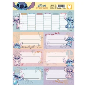 Literacy 210, stickers for notebook with a school timetable, Stitch