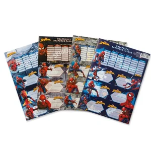 Literacy 210, stickers for notebook with a school timetable, Spider-Man