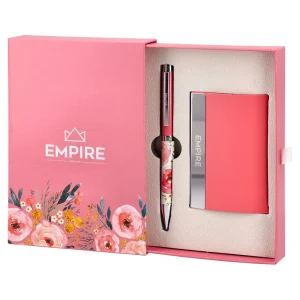 Agra, ballpoint pen and cardholder, pink, 2pcs