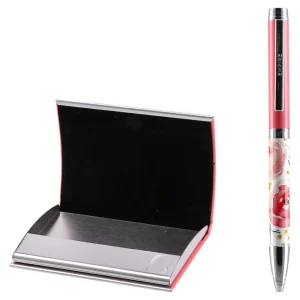 Alternative view of Agra, ballpoint pen and cardholder, pink, 2pcs