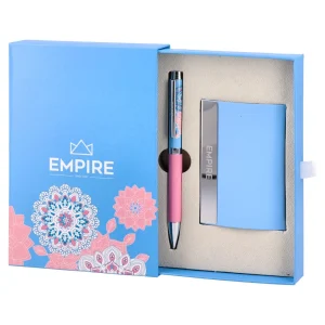 Agra, ballpoint pen and cardholder, blue, 2pcs