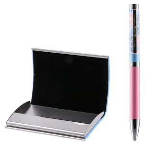 Alternative view of Agra, ballpoint pen and cardholder, blue, 2pcs
