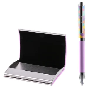 Alternative view of Agra, ballpoint pen and cardholder, purple, 2pcs