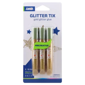 Glitter Tix, glitter glue, gold, 3pcs